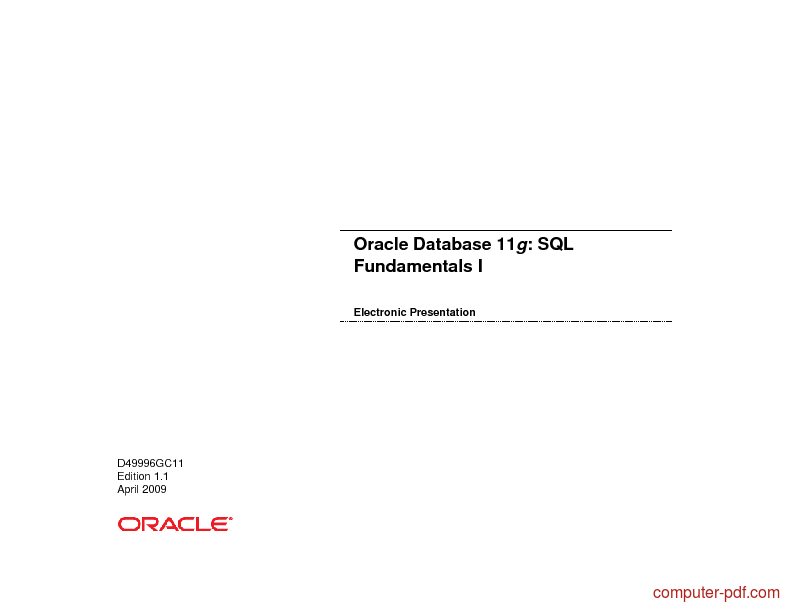 Oracle database 11g sql fundamentals 2 pdf